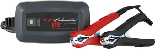 Schumacher Electric 6V / 12V Fully Automatic Battery Charger & Maintainer for Car, Motorcyle, Lawn Mower & Power Sports Batteries - 1A Fully Automatic - with Multi-Stage Charging - SC1586