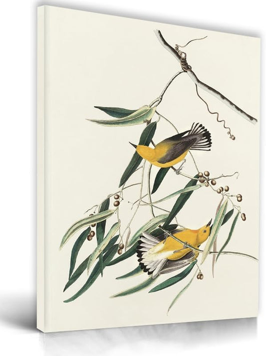 UPWOIGH Bathroom Wall Art Decor, Yellow Bird Wall Art-Hummingbird Pictures for Wall, Waterproof Wood Framed Canvas Wall Art Animals Abstract Prints, 12" x 16" High-end Pictures for Dormitory Kids Room