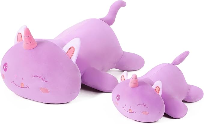 Unicorn Plush Pillow Cute and Soft Unicorn Cat Stuffed Animal Kawaii Plushie Toy Hugging Pillow Great Gift for Kids and Adult, 20",Purple