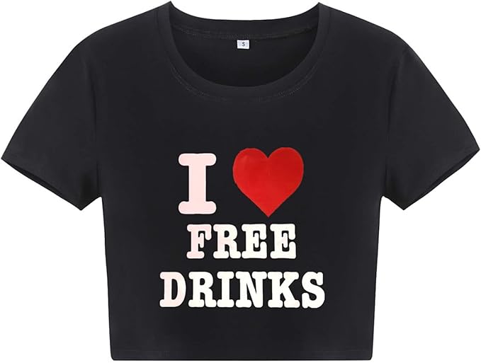 Women Girls Y2K Crop Top Letter Print Baby Tees Grunge T-Shirt