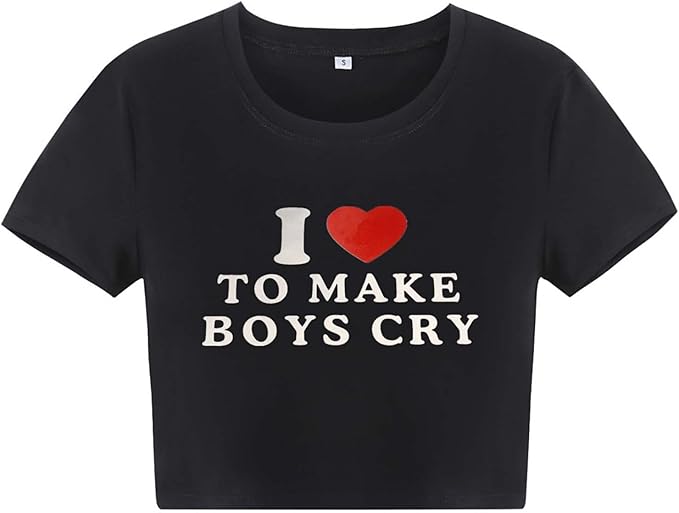 Women Girls Y2K Crop Top Letter Print Baby Tees Grunge T-Shirt