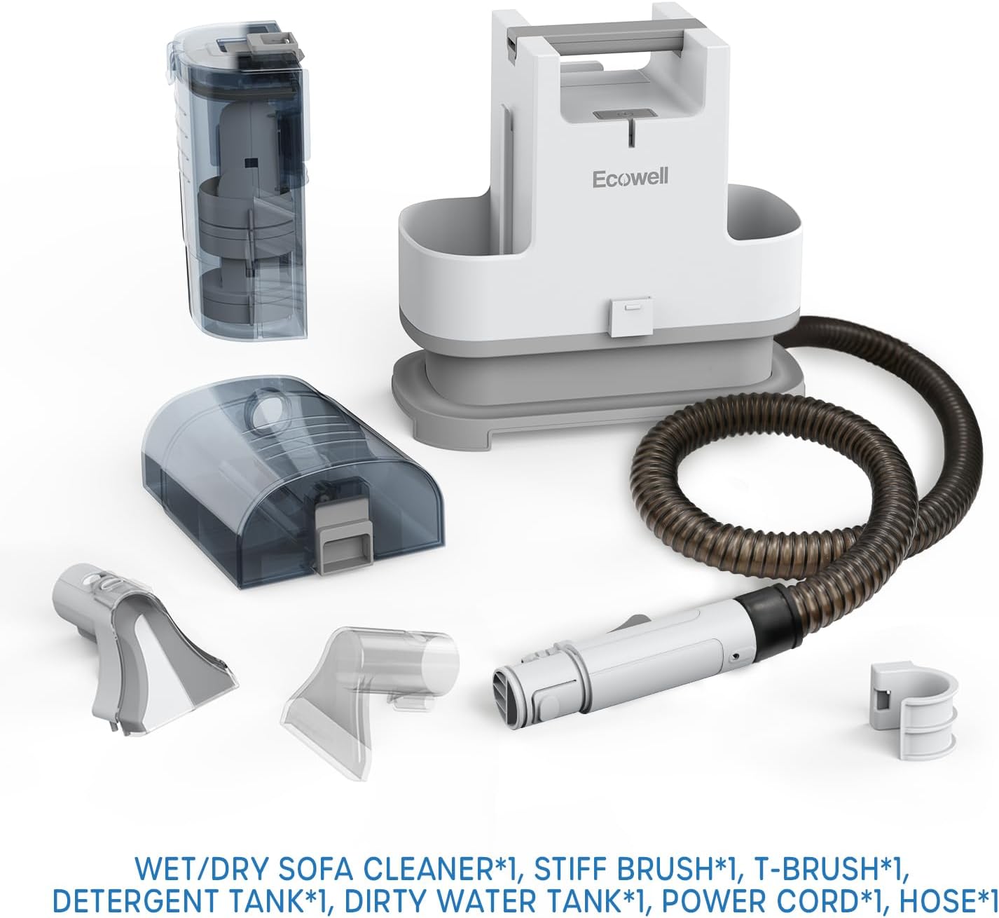 ECOWELL Portable Upholstery Carpet Cleaner,Wet Dry Deep Cleaning Sofa Carpet Spot Shampooer Machine, Independent Dual Water Tank Design for Spot, Stain,Area Rugs, Cars & More, 12Kpa Suction WDV01