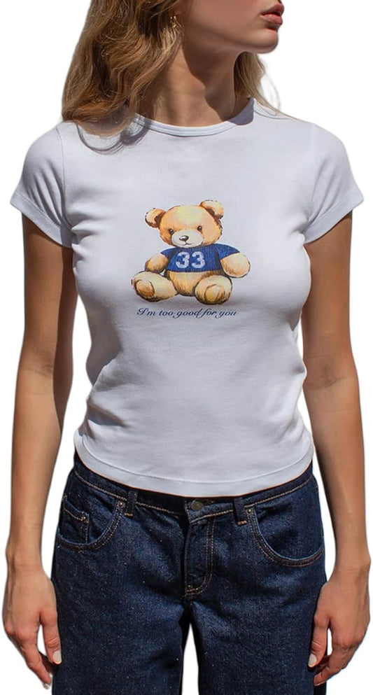 Y2k Graphic Baby Tees for Women Funny Kitten Shirt Tops Aesthetic Fairy Grunge Crop Top 90s 2000s Vintage Clothing