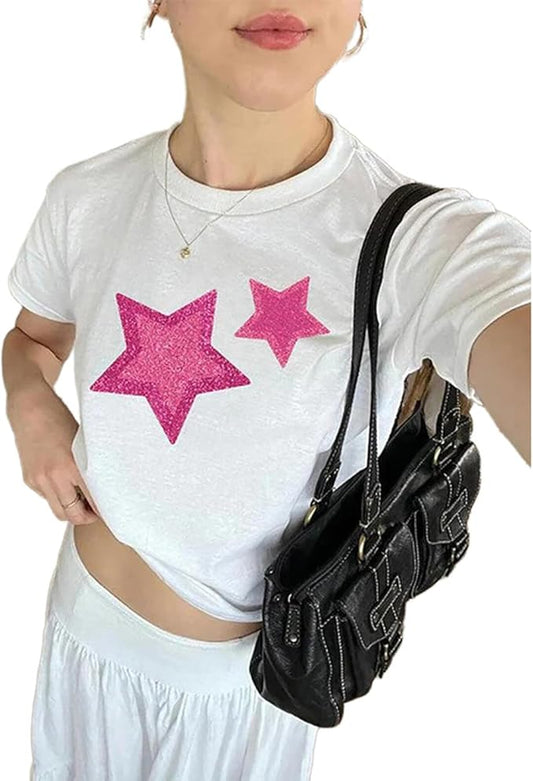 Y2k Graphic Baby Tees for Women Funny Kitten Shirt Tops Aesthetic Fairy Grunge Crop Top 90s 2000s Vintage Clothing