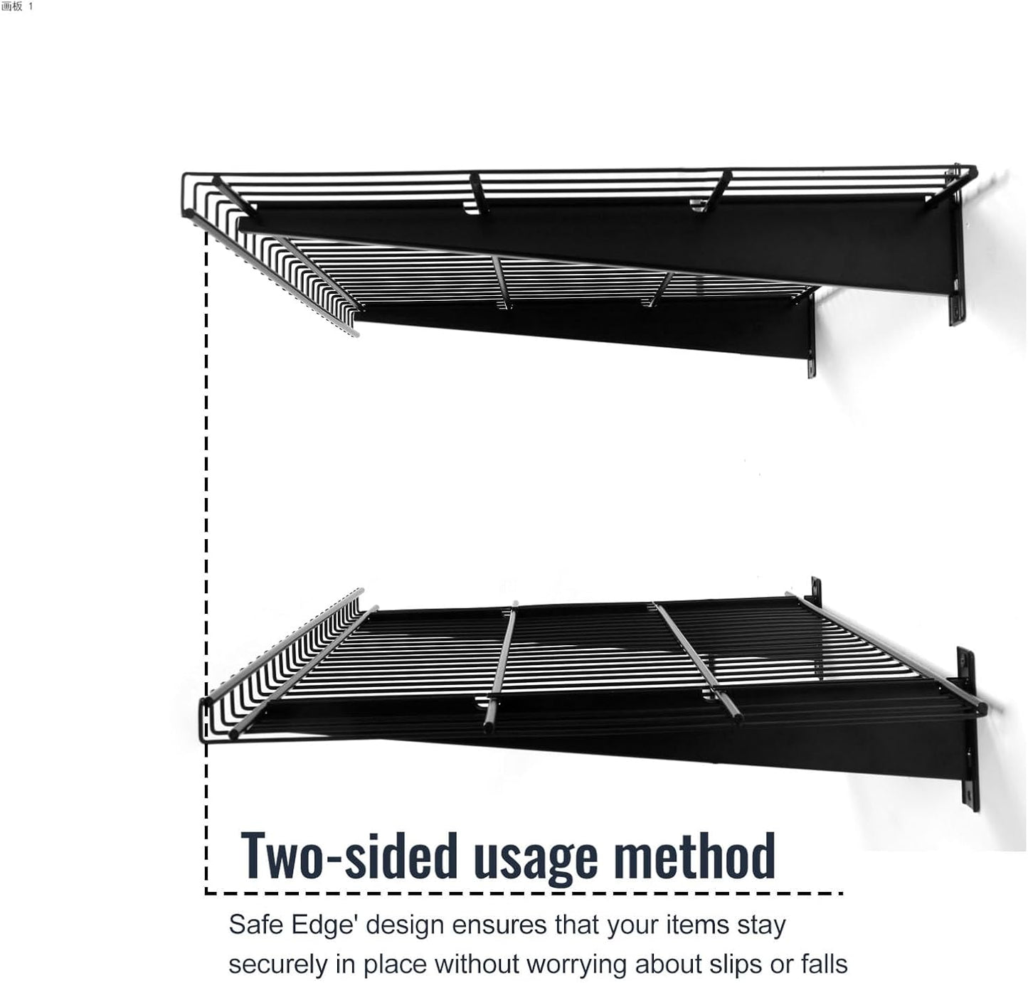 2 Pack Garage Wall Mounted Shelf, 19.7" x 11.4" Heavy Duty Wall Storage Shelves for Garage, Workshop, Laundry Room and Kitchen, Max Load 50 lbs (Black,2 Pack)