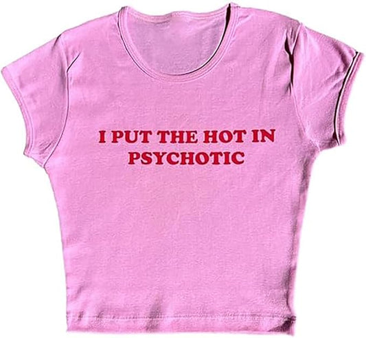 Women Girls Y2K Crop Top Letter Print Baby Tees Grunge T-Shirt