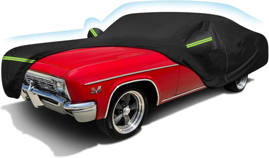 QUNSUNUS Waterproof Car Cover for Chevy Caprice 1966-1970 and 1977-1996, All Weather Outdoor Crown Victoria Cover 1992-2012 with Straps and Zipper