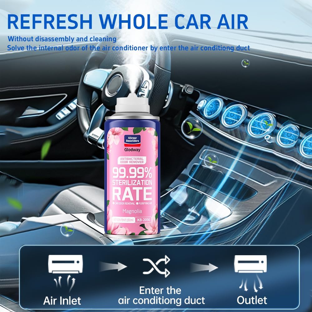 Glodway Whole Car Air Refresher Spray,Odor Eliminator Eliminates Strong Vehicle Odors,Magnolia Scent + Tropical Flavor Scent-6 Ounce Spray Bottle (Plack of 2)
