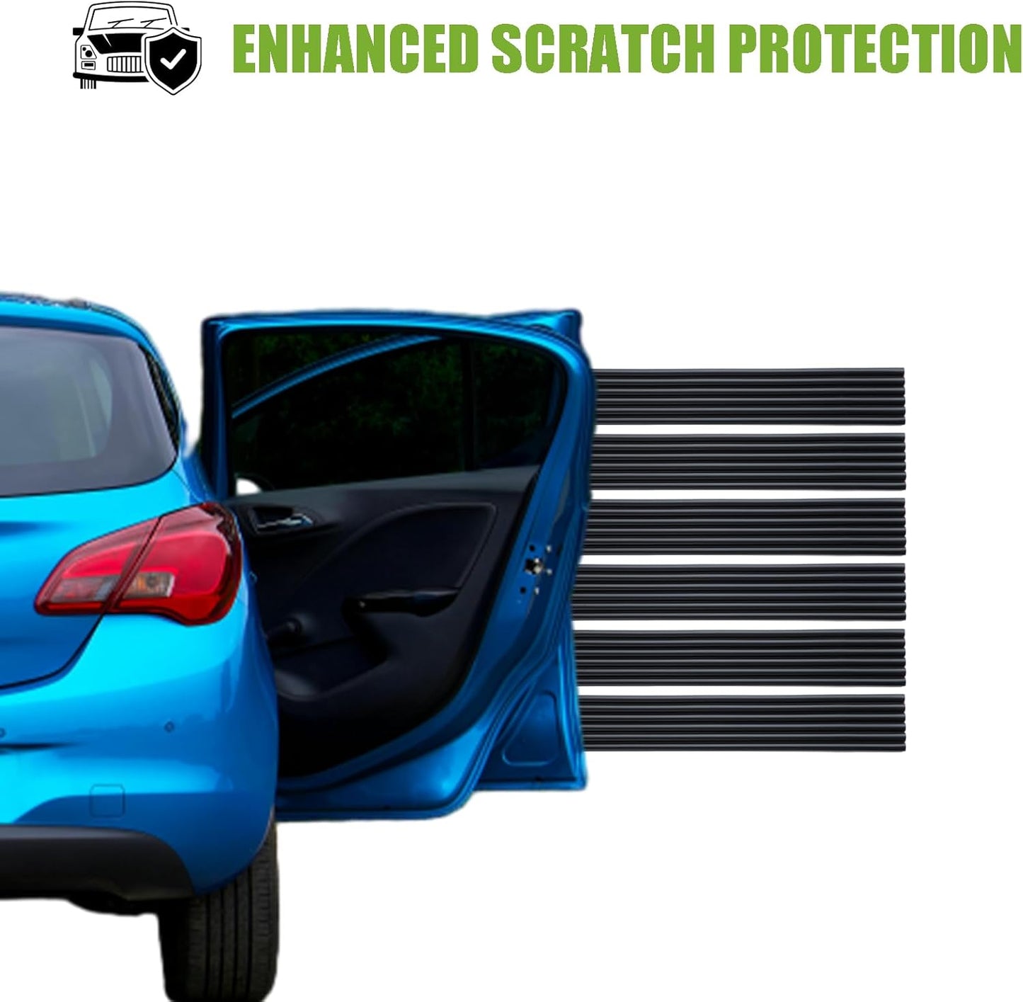 Garage Wall Protector Strip Car Door Protector, Self-Adhesive Rubber Garage Wall Guards for Car SUV Doors, Waterproof Wall Bumper Guards for Cars - 2.75x16 Inches 6 Packs - Black