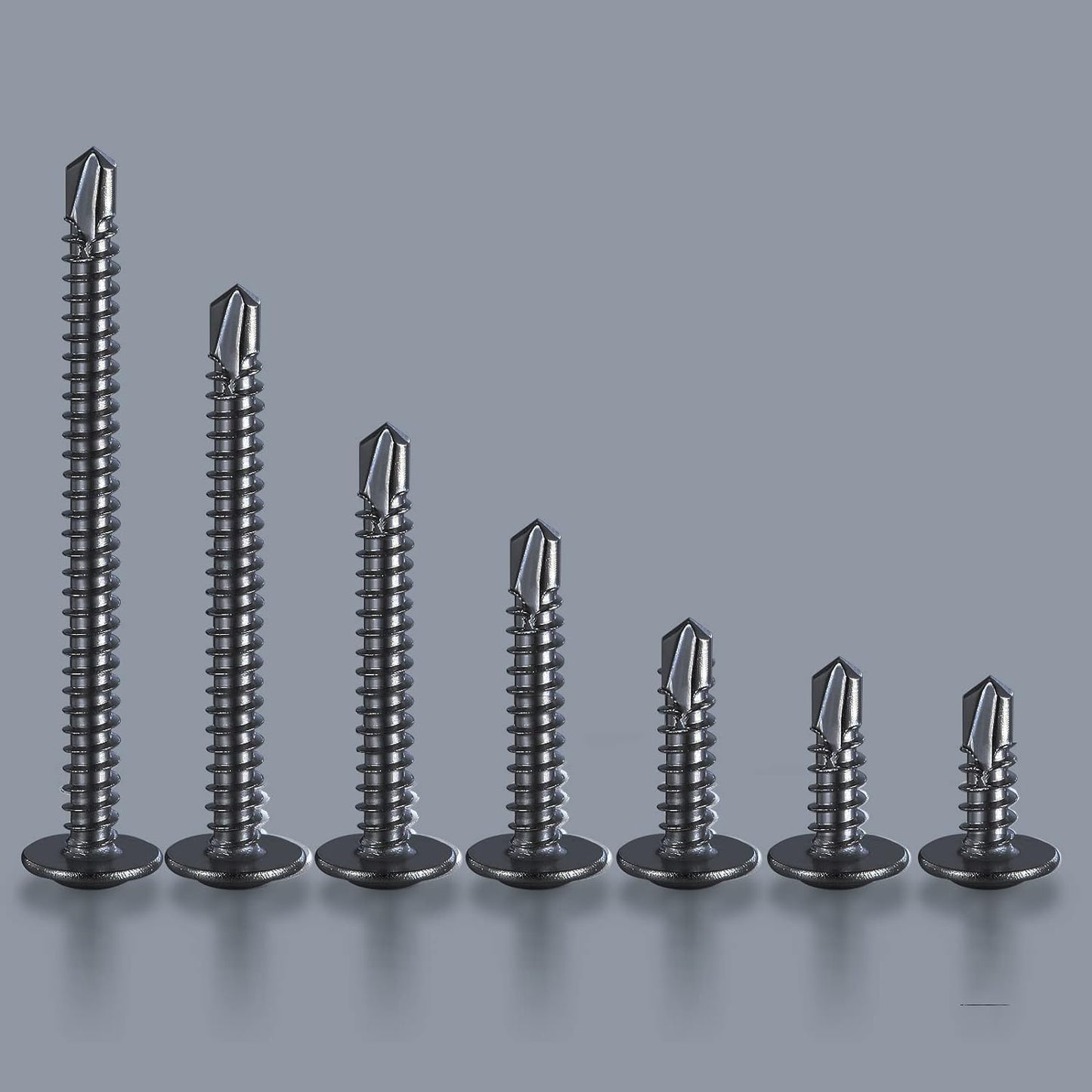 (150Pcs)#8×1-1/2” for Sheet Metal Self-Tapping Screws 410 Black Stainless Steel Truss Head High-Strength Quick Tapping