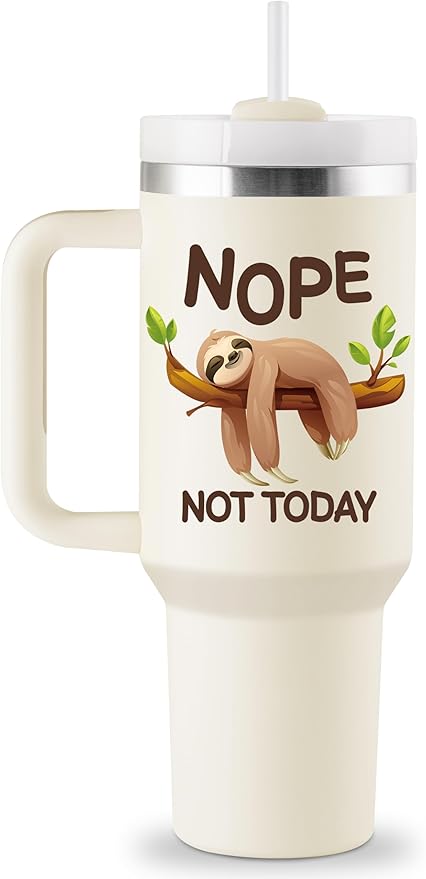 Sloth Gifts - Sloth Gifts for Women - Sloth Lovers Birthday Christmas Gifts - Sloth Themed Gift Ideas - Sloth Stuff - Sloth Tumbler - 40oz Travel Mug Insulated Tumbler with Lid and Straw