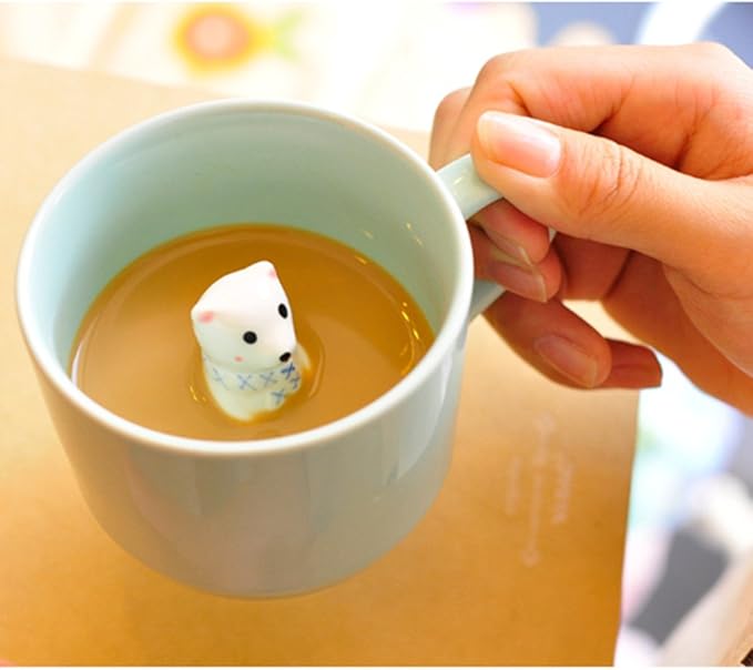 ZaH 3D Mug Animal Inside Cup Cartoon Ceramics Figurine Teacup for Boys Girls Kids Women Men Coffee Mug (8 oz Panda)