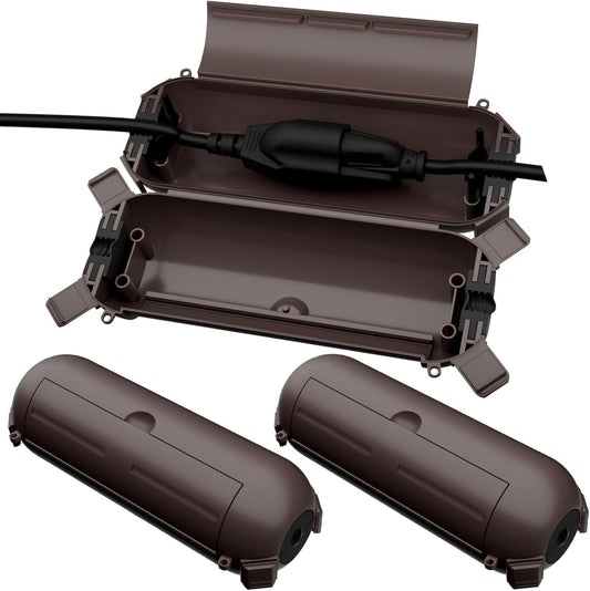 Flemoon [3 Pack] Outdoor Extension Cord Waterproof Cover, Weatherproof Electrical Connection Box for Outdoor Plug, Outlet, Outdoor Outlet, Socket, Halloween, Christmas Holiday Decoration Light, Brown