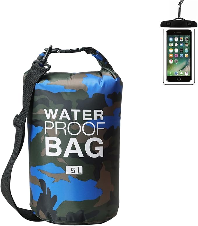 YDYJKI Waterproof Dry Bag Backpack 2L/5L/10L/20L/30L Floating Roll Top Dry Compression Sack Keeps Gear Dry for Kayaking Beach Rafting Boating Hiking Camping and Fishing with Waterproof Phone Case