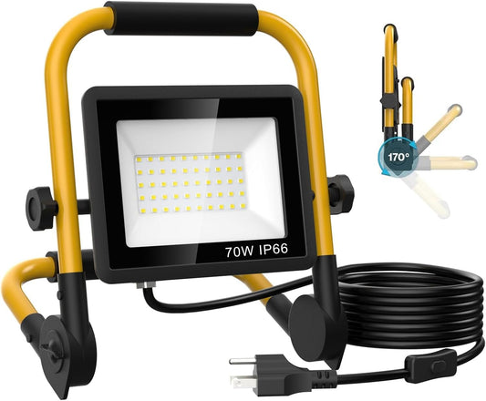 10000LM LED Work Light: Portable Work Light with 16.4FT/5m Cord - IP66 Waterproof Flood Light for Outdoor Indoor Job Site Workshop Garage Construction Site Lighting,Tool Gifts for Men Dad Him