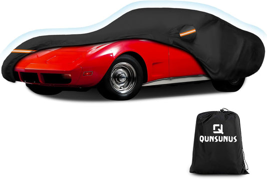 QUNSUNUS 6 Layer Car Cover for C3 Corvette 1968-1982 Waterproof All Weather Windproof for Corvette Car Cover Hail Protection with Zipper