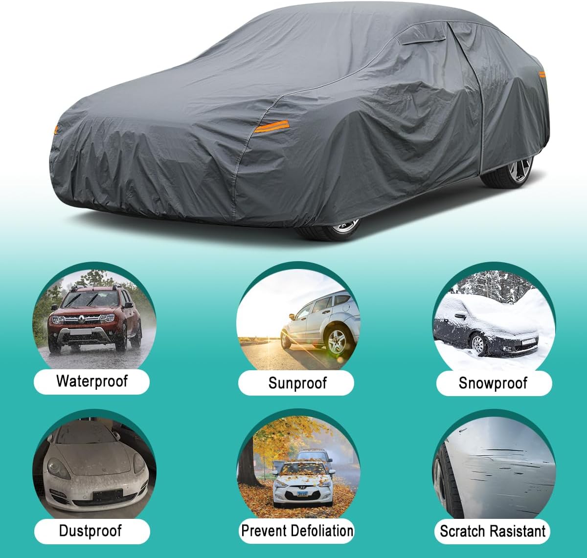 16 Layers Car Cover for Sports Coupe Small Car Waterproof All Weather, Universal Fit Mazda Miata/MX-5, BMW Z3, Honda S2000, Chrysler Crossfire, Saturn Sky, Pontiac Solstice etc.