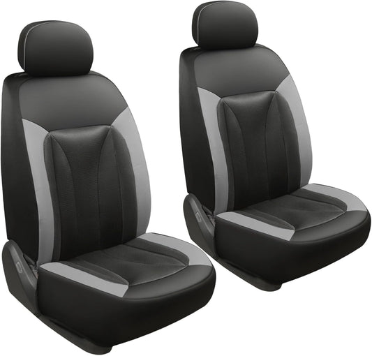 GIANT PANDA Fit Subaru Outback Forester Crosstrek Legacy Impreza Front Car Seat Cover, 3D Air Mesh Breathable Seat Protector, Grey+Black（2-Pack