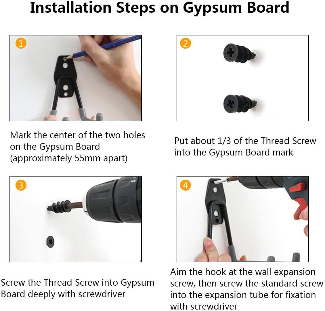 2 Pack Garage Storage Utility Hooks，Garage Garden Tool Organizer，Steel Wall Mount Hooks, Garden Small U Hooks (Black) (Gray)