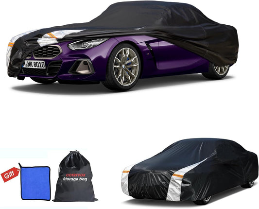 BMW Z4 Car Cover 100% Waterproof All Weather, Gift with Towel, 10 Layers Car Cover Custom Fit 2002-2025 BMW Z4 E85 E86 Coupe/Roadster, Full Exterior Cover Rain Sun UV Protection with Door Zipper.