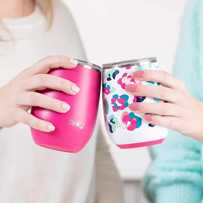 Swig 14oz Insulated Wine Tumbler with Lid, Dishwasher Safe, Stainless Steel Wine Cups (Home Fir the Holidays)