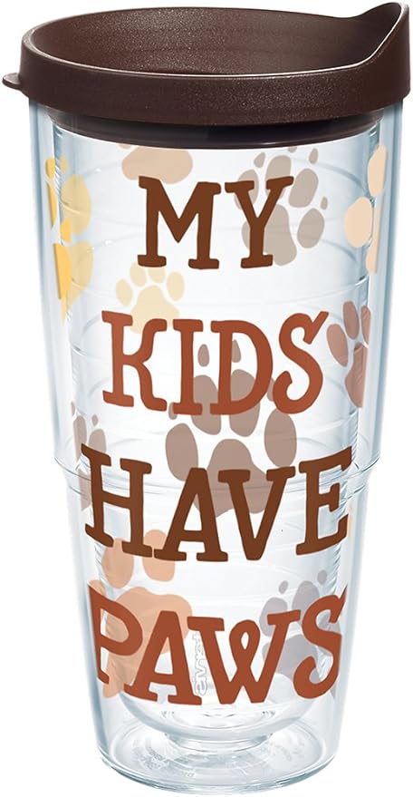 Tervis My Kids Have Paws Tumbler with Wrap and Brown Lid 24oz, Clear