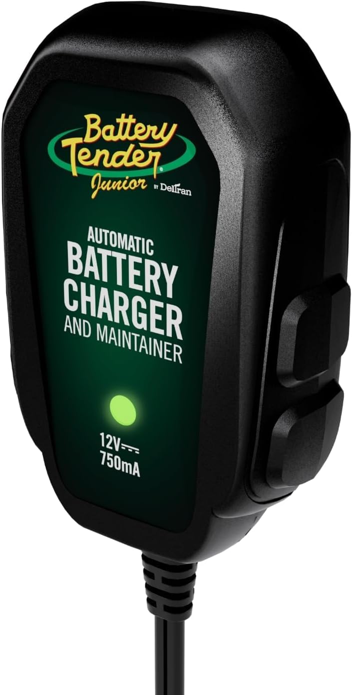 Battery Tender Junior 12V, 750mA Charger and Maintainer: Automatic 12V Powersports for Motorcycle, ATVs, and More - Smarter Than a Trickle Charger - 021-0123