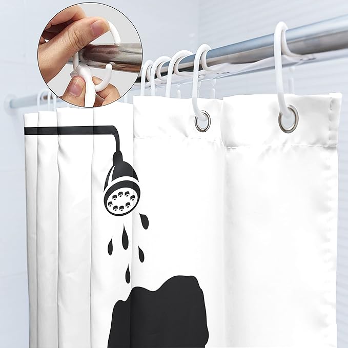 SVBright Kids Funny Dinosaur Shower Curtain 60Wx72L Inch Cartoon Animal Dino Taking Shower Silhouette Shadow Cute Boys Cool 12 Pack Hooks Polyester Waterproof Fabric Bathroom Bathtub Panels