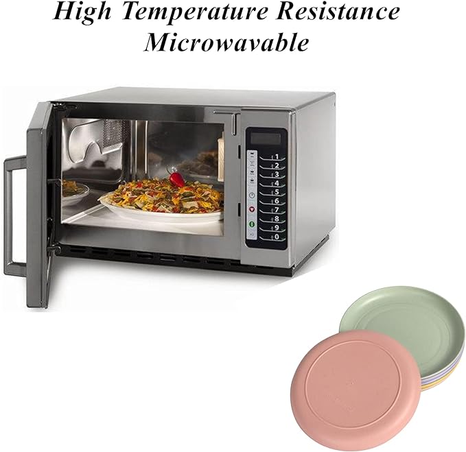 WANBY Lightweight Wheat Straw Plates Unbreakable Dinner Dishes Plates Set Dishwasher & Microwave Safe (Small 6 Pack 5.9')