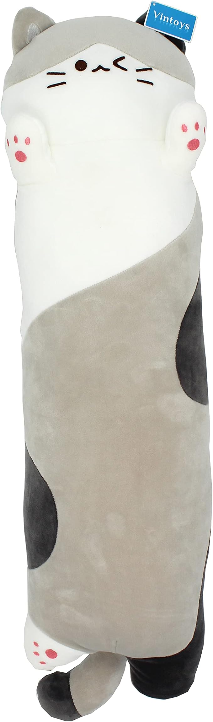 Very Soft Cat Long Hugging Pillow Plush Kitten Kitty Stuffed Animals Gray 26"