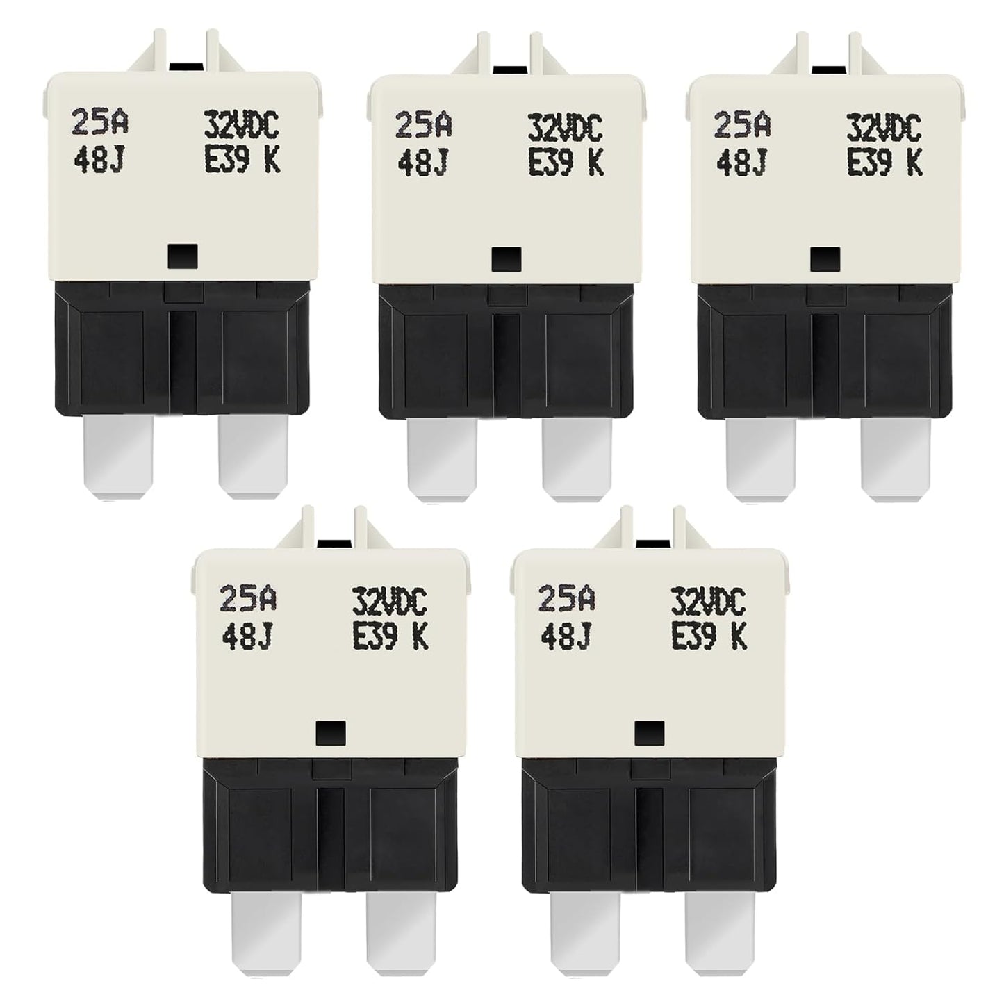 GLOSO Circuit Breaker Fuse E39 (T3) Manual Reset for Car Truck RV Automotive Marine Boat Trolling Motor & Custom Wiring Audio Battery Protection/Low Profile ATC/ATO (25A - 5 Pack)