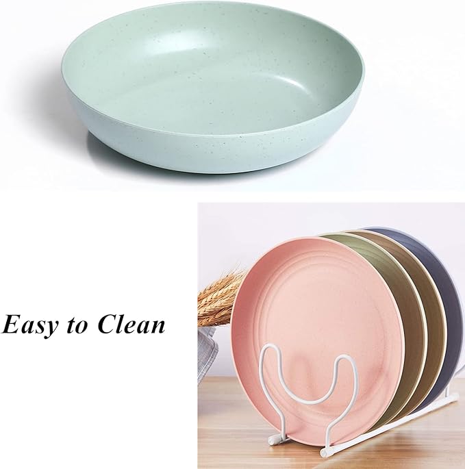 WANBY Lightweight Wheat Straw Cereal Plates Unbreakable Dinner Dishes Plates Set Dishwasher & Microwave Safe (Plates 10 Pack 5.6')