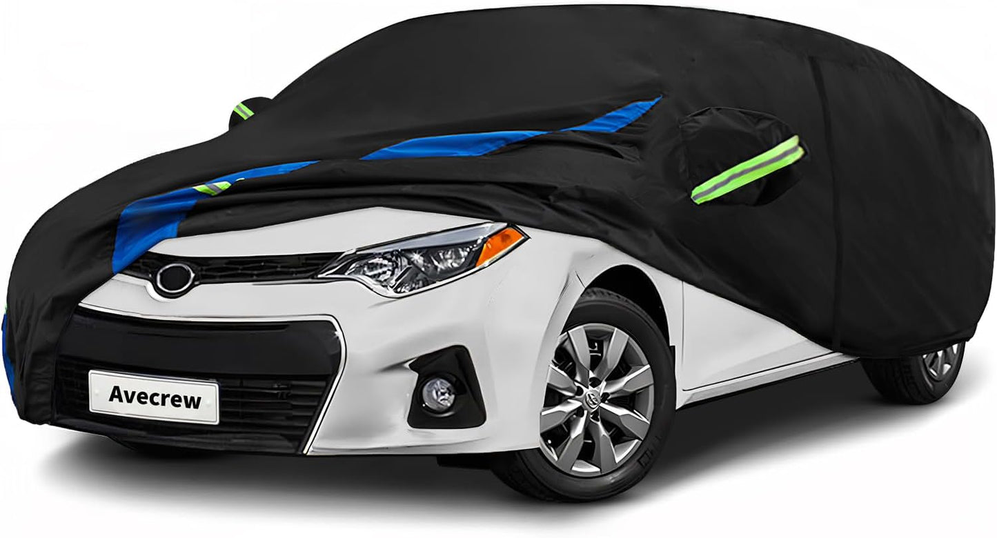 Avecrew Car Cover Custom Fit for Toyota Corolla, Waterproof All Weather Full Exterior Cover Rain Snow UV Protection Cover with Side Door Zipper Design