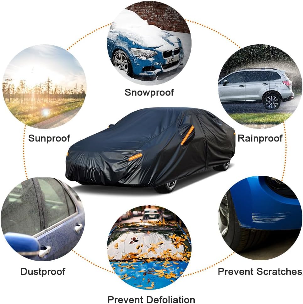 Kayme 7 Layers Car Cover Custom Fit for Lexus ES 300 330 350 (2015-2025) Waterproof All Weather for Automobiles, Outdoor Full Cover Rain Sun UV Protection.Black