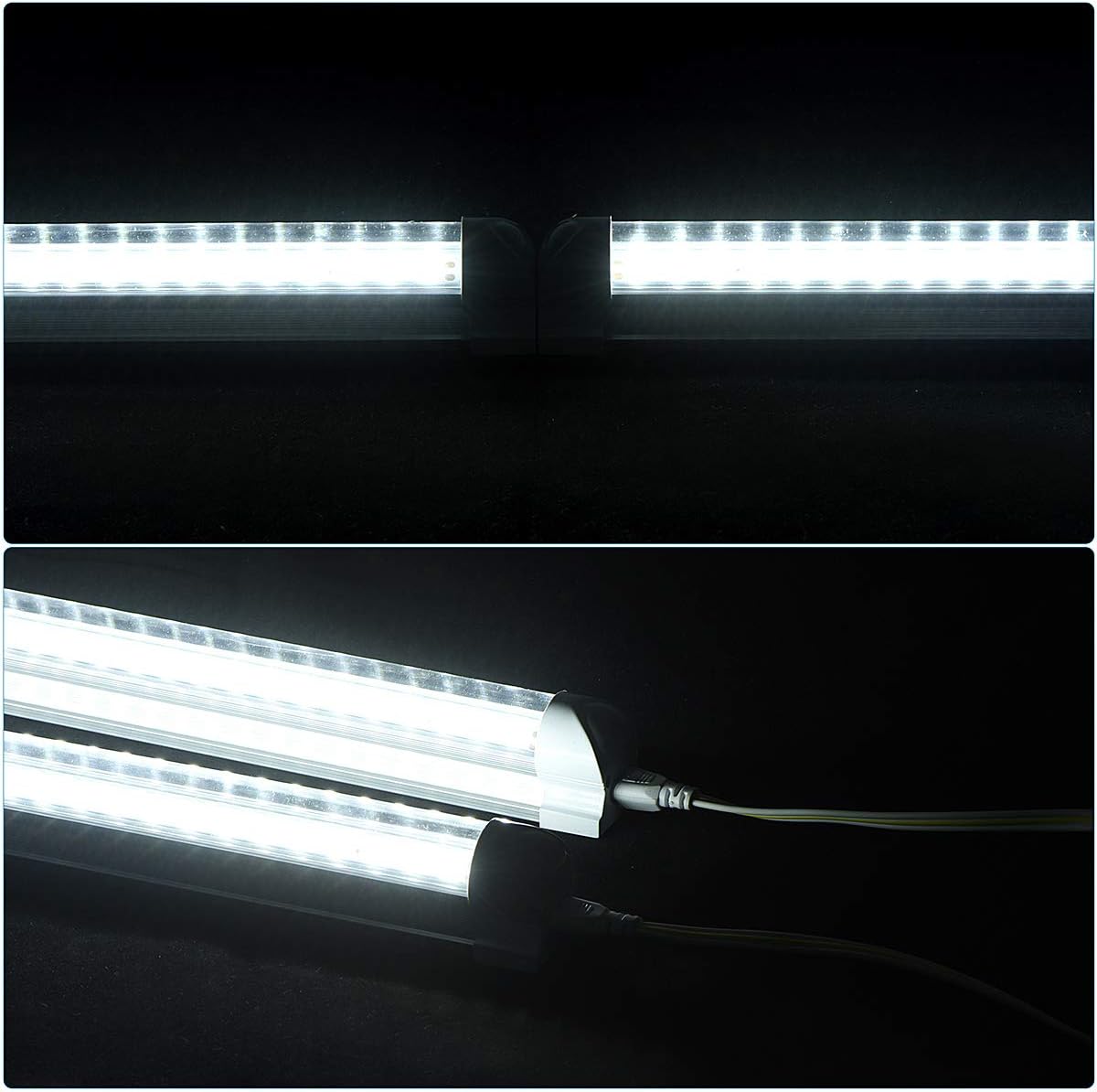 25 Pack,Led Shop Lights, 8FT Led Shop Light,100W 6000K 15000LM Clear White,Led Shop Light 8FT 110V Linkable Integrated V-Shape for Shop Garage,Warehouse