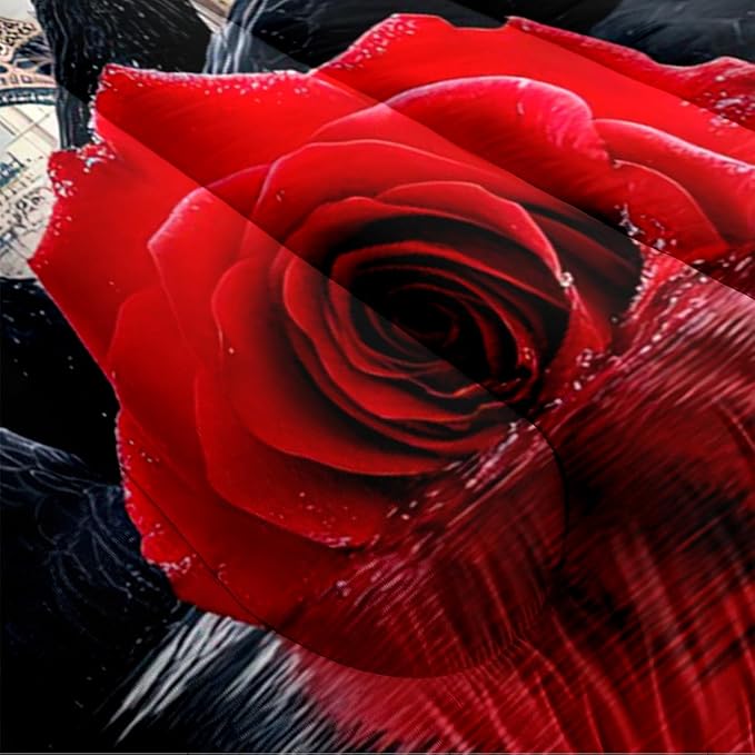 Swan Comforter Set Twin Size Couple Red Rose Bedding Set for Women Men Aesthetic Romantic Bedding Soft Down Alternative Comforter Sets for All Season Great Valentine's Day Bedroom Decor