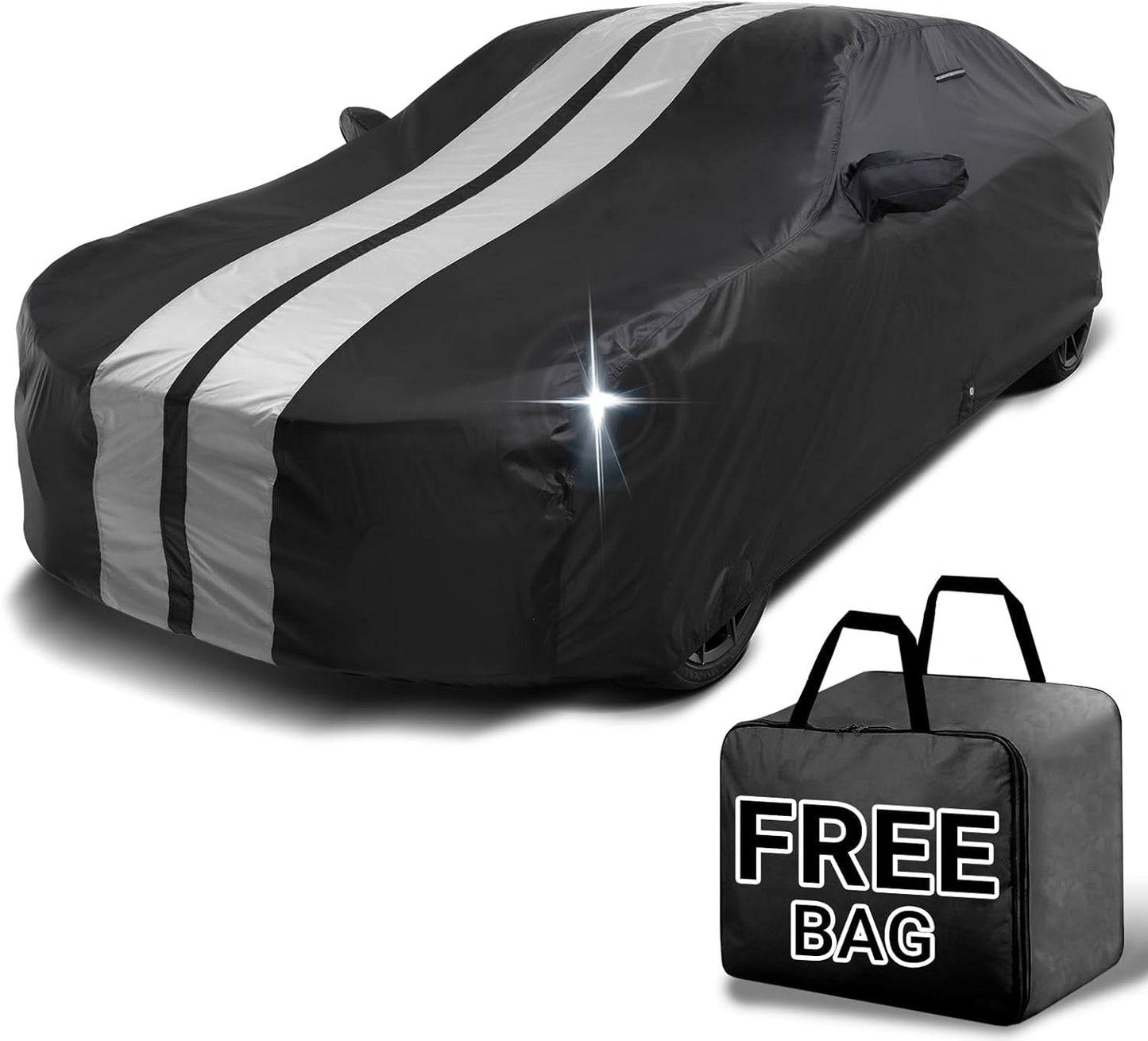 iCarCover Custom Car Cover for Buick Skylark (1986-1991) Waterproof All-Weather Rain Snow UV Sun Protector Full Exterior Indoor Outdoor Car Cover (Stripe - Black/Gray)