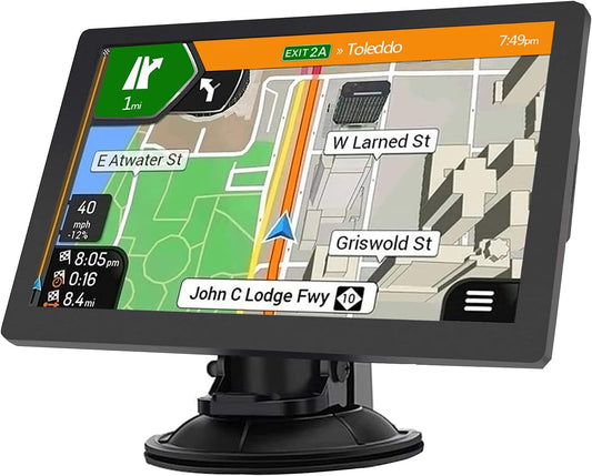 GPS Navigator for Car Truck RV – 9'' HD Touchscreen, Latest 2025 Map with Custom Truck Routing, Lane Guidance, Turn-by-Turn Voice Directions, Speed & Red Light Alerts, Free Lifetime Updates