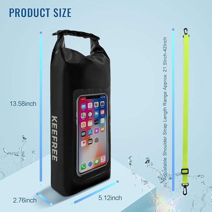 Waterproof Dry Bag,Roll Top Waterproof Backpack Phone Case Pouch for Travel,Kayaking,Rafting,Camping,Surfing,Boating,Hiking,Beach and Fishing (2 L Black+Black)