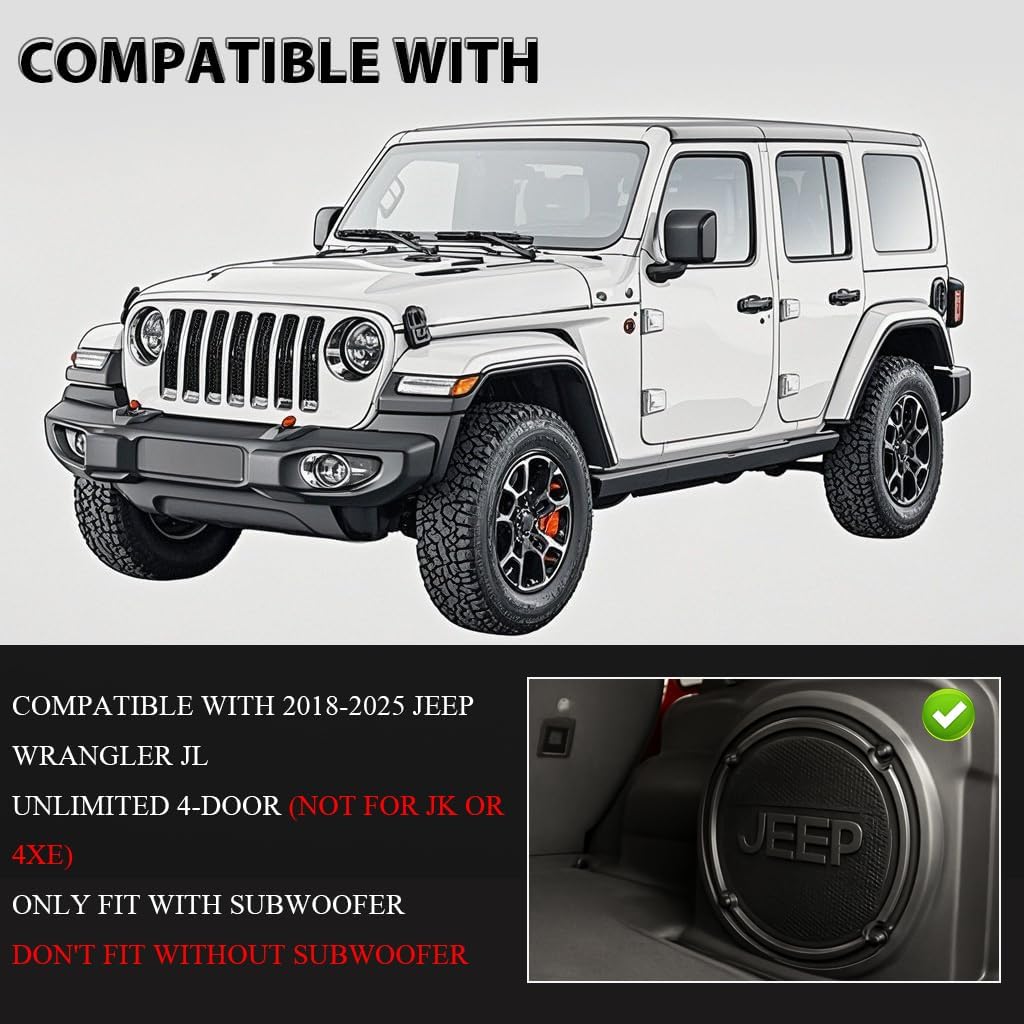 G-PLUS Floor Mats 3PCS Fit for Jeep Wrangler JL 2018-2025 Unlimited 4-Door Only (Not Fit for JK or 4XE), All Weather TPE Custom Fit Heavy Duty Floor Liners 1st & 2nd Row, Black