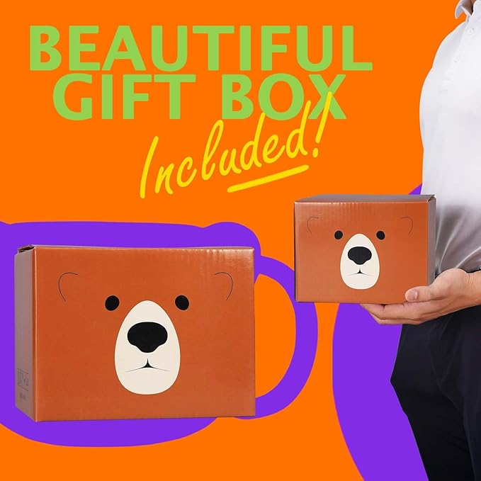 Bear Mug 14 oz Ceramic Coffee Mug 3D Porcelain Tea Mug for Women Kawaii Cup Bear Gifts for Women Christmas Gifts Housewarming Holiday Birthday Gifts for Women Mom Kids Men and Friend Brown