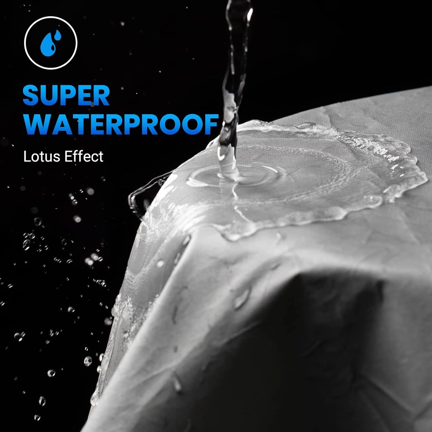 Favoto Motorcycle Cover Waterproof Outdoor - Cool Silver Color UV Protection with Reflective Strip Windproof Buckle Lock-Hole Storage Bag Fit 104 inch Vehicle Motorbikes