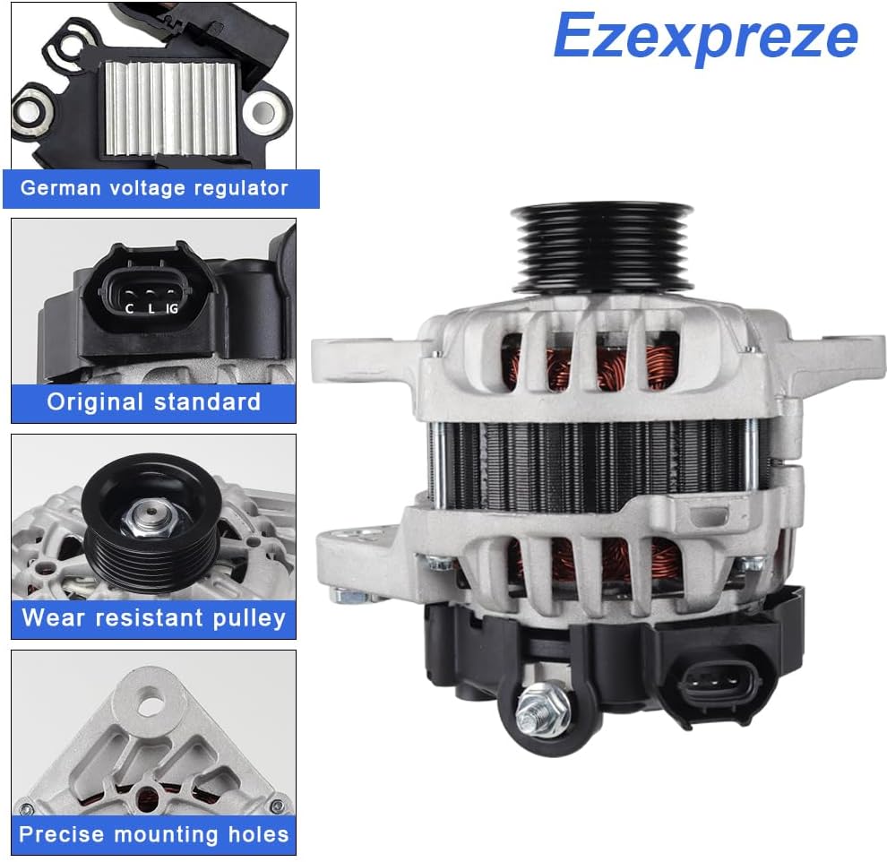 Hyundai kia Alternator Replacement Compatible with 2012 2013 2014 2015 2016 2017 Accent Veloster, 2012 2013 Kia Rio L4 1.6L,12V 90Amp,13209N 37300-2B300, 37300-2B500, 37300-2B510, 2607372, 2608483