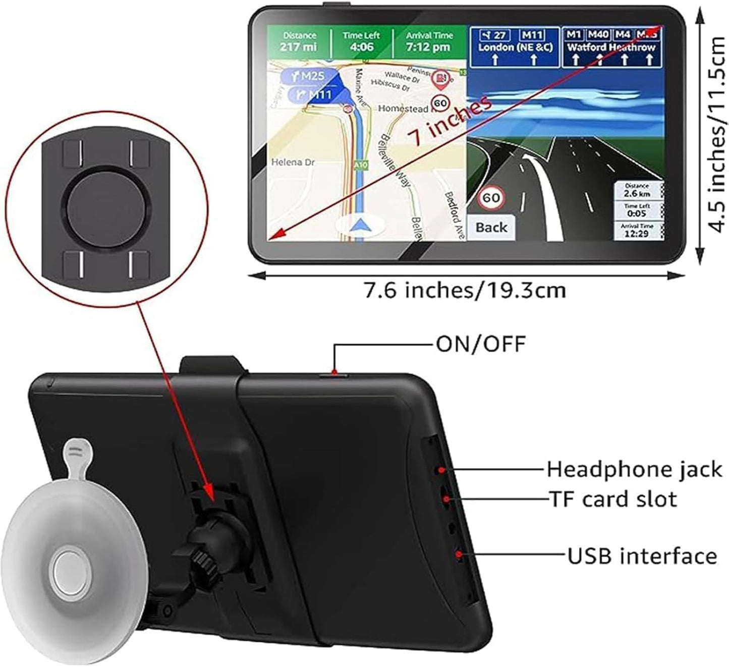 GPS Navigator for Car, Latest 2025 Map 7-inch Touch Screen 16GB GPS Navigation System,Truck GPS Navigation System,Voice Guidance and Speed Camera Warning GPS,Provides Lifetime Live Map Updates