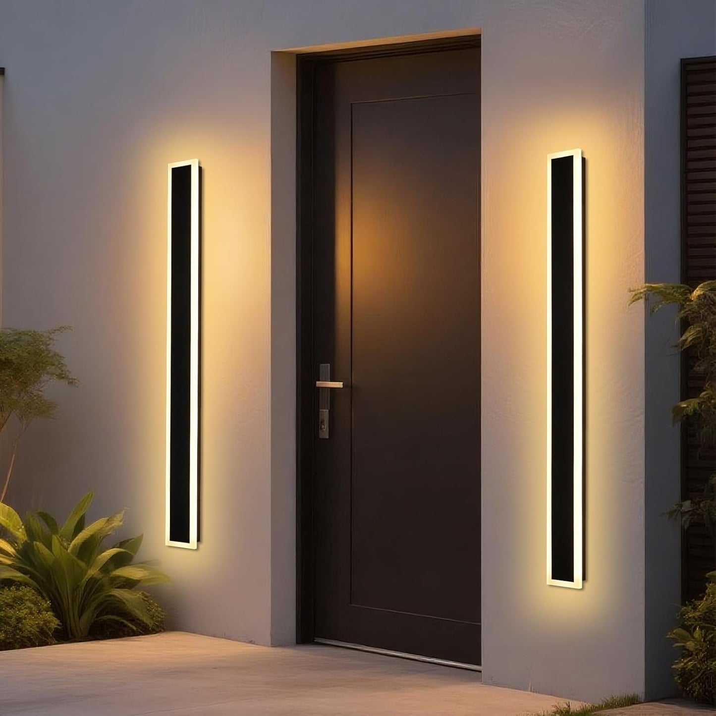 2 Pack Long Outdoor Led Wall Light for House,60 inch Modern Large Outdoor LED Wall Lights,Dimmable Outside Long Linear Light Fixture,Exterior Long Linear Light for Porch,Patio,Garage,Enterway