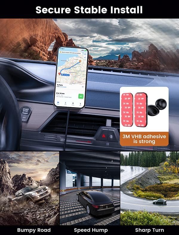 MOKPR for Magsafe Car Mount Charger-15W Wireless Car Charger-Magnetic Car Phone Holder for Dash Air Vent-LED RGB HandsFree Car Mount Fast Car Charger for iPhone 14/13/12 Series Carbon Fiber