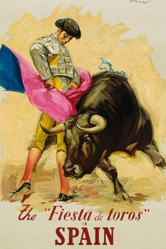 Spain The Fiesta De Toros Bullfighter Matador Vintage Illustration Travel Art Deco Vintage French Wall Art Nouveau 1920 French Advertising Vintage Poster Prints Cool Wall Art Print Poster 24x36