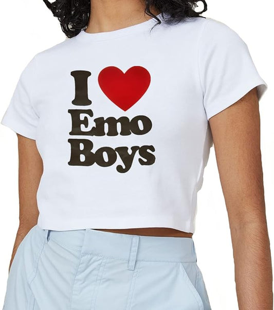 Women Girls Y2K Crop Top Letter Print Baby Tees Grunge T-Shirt