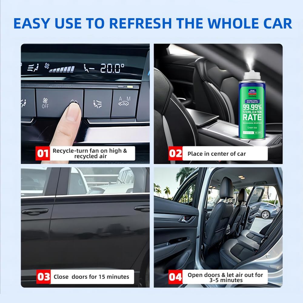 Glodway Whole Car Air Refresher Spray,Odor Eliminator Eliminates Strong Vehicle Odors,Green Tea Scent-6 Ounce Spray Bottle (Plack of 2)