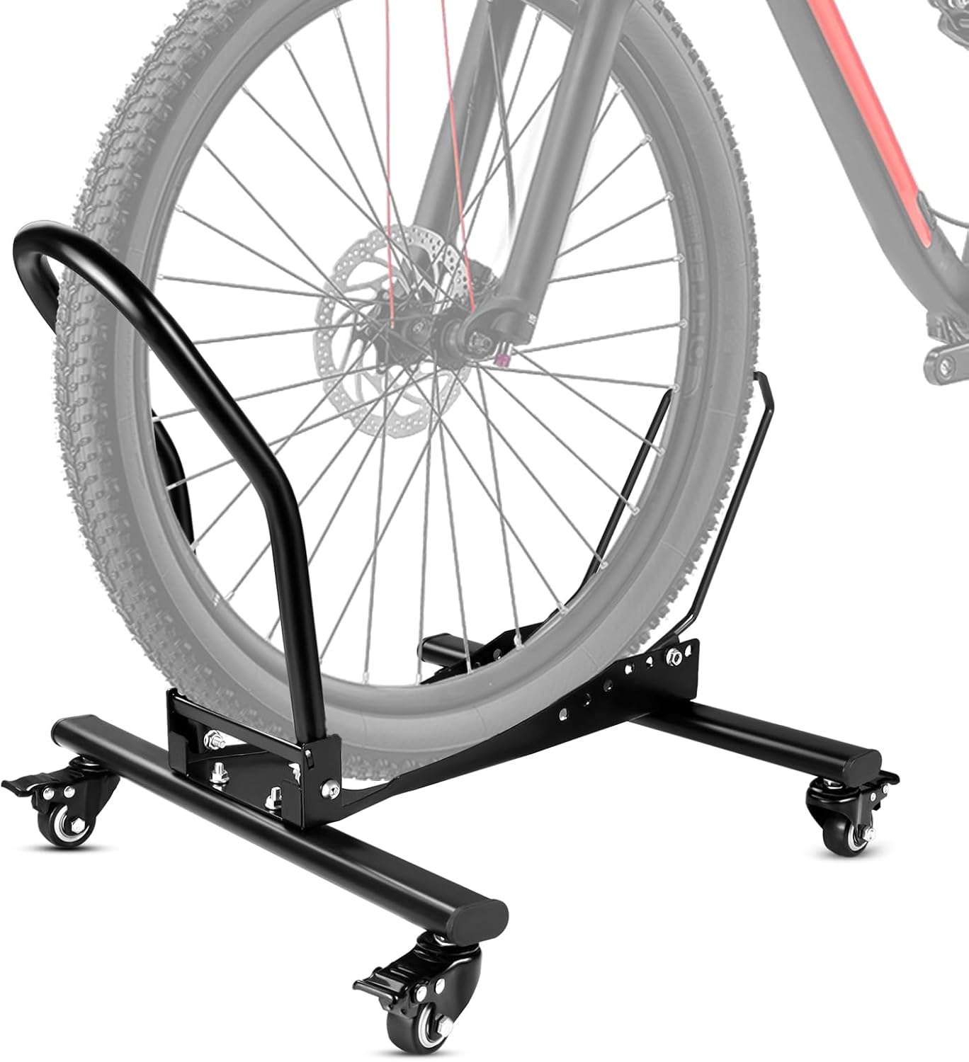 Bike Floor Stand Freestanding Space-Saving Indoor Garage Bike Storage Bicycle Parking Rack Adjustable for 20"-29" Mountain Road Bikes